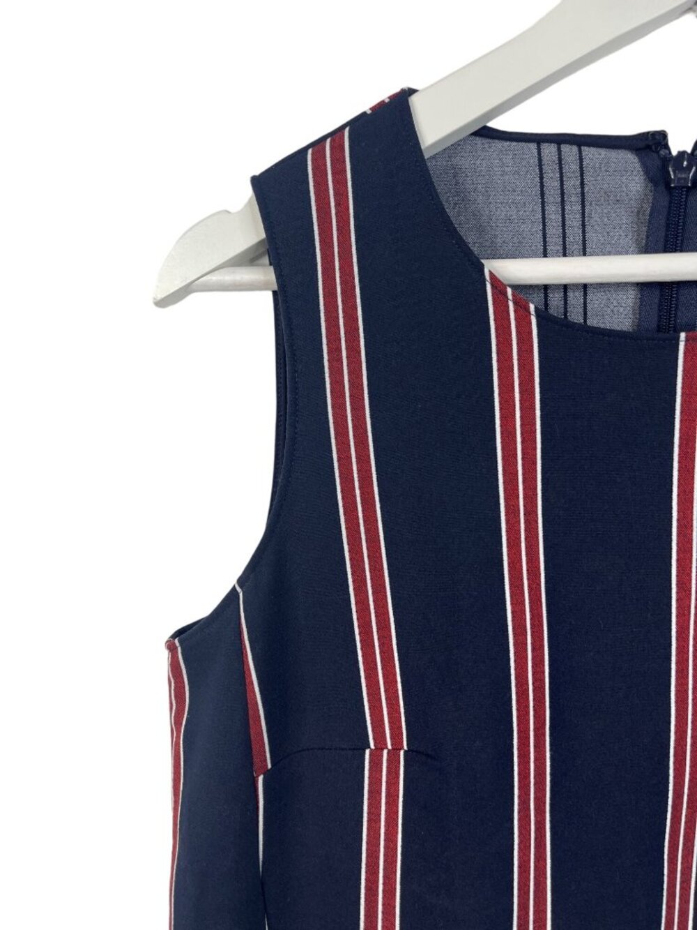 Halogen Dress Womens XS Navy Red Stripe Sleeveless Shift Career Casual - Picture 5 of 12